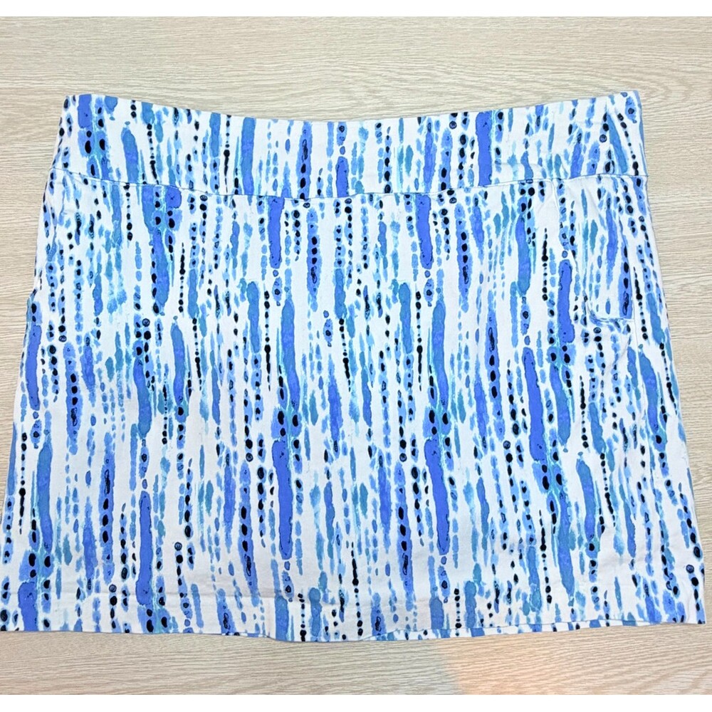 Zac & Rachel Shorts Skort Women's 16 Blue White Abstract 2 Pocket Stret